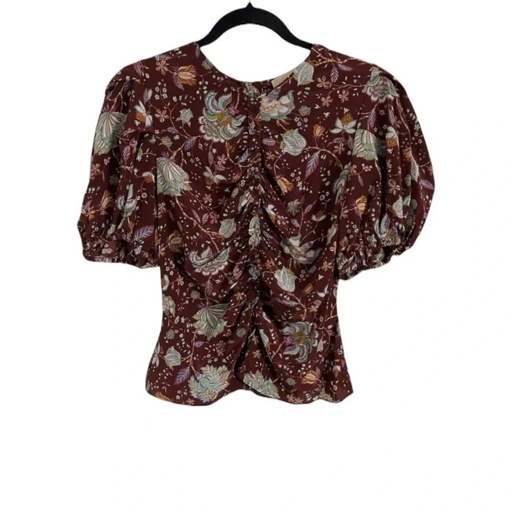 ULLA JOHNSON Elise Ruched Silk‎ Blouse